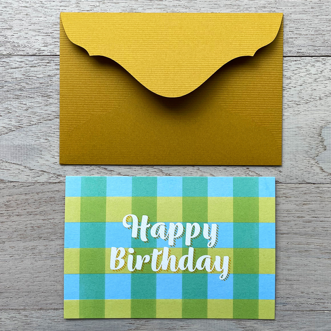 3色チェック / 3 colors plaid "Happy Birthday"