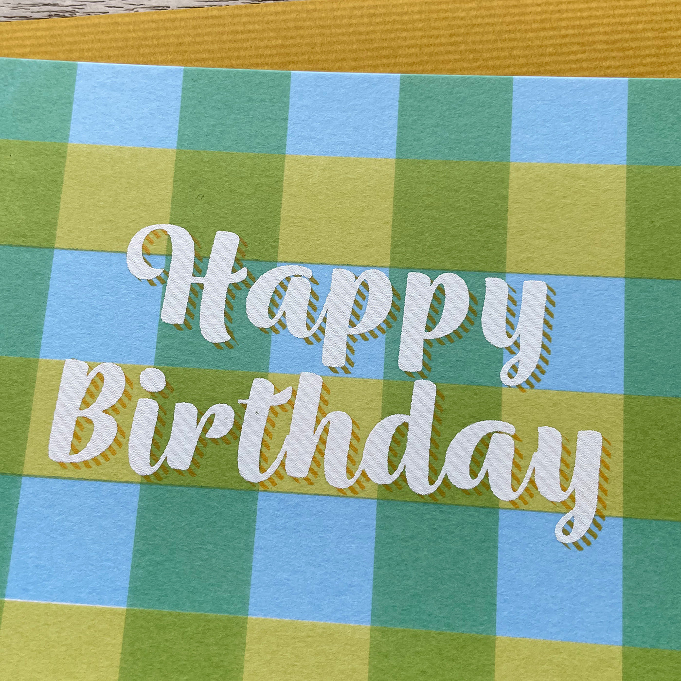 3色チェック / 3 colors plaid "Happy Birthday"