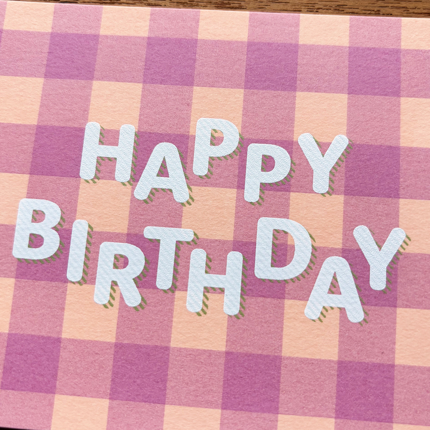 ギンガムチェック 誕生日 /gingham plaid bouncy "Happy Birthday"