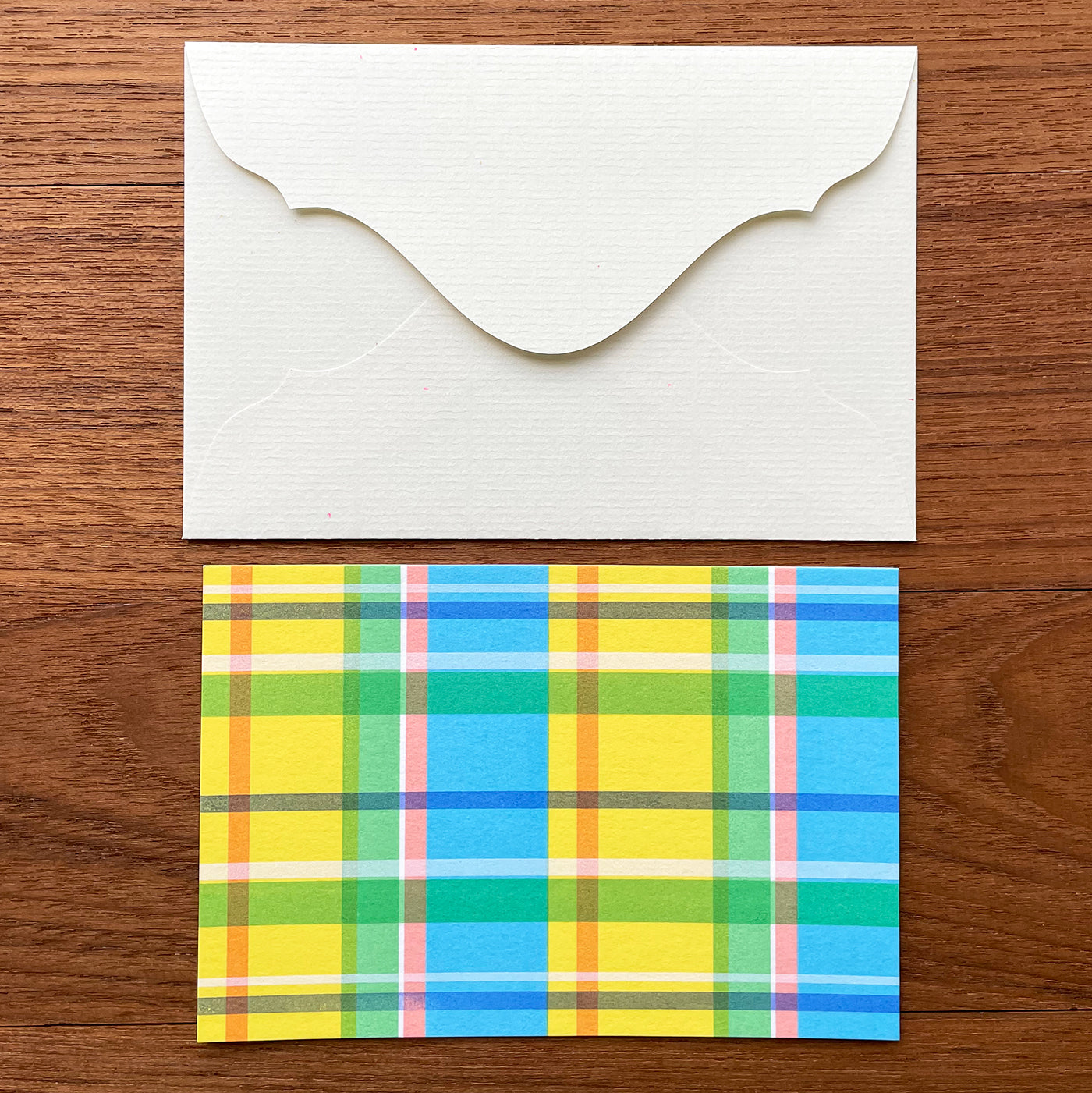 カラフルチェック - ブルー / blue plaid greeting card