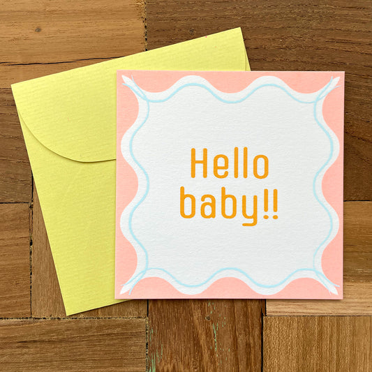 なみなみ正方形カード-baby/ square greeting card "Hello baby!!"