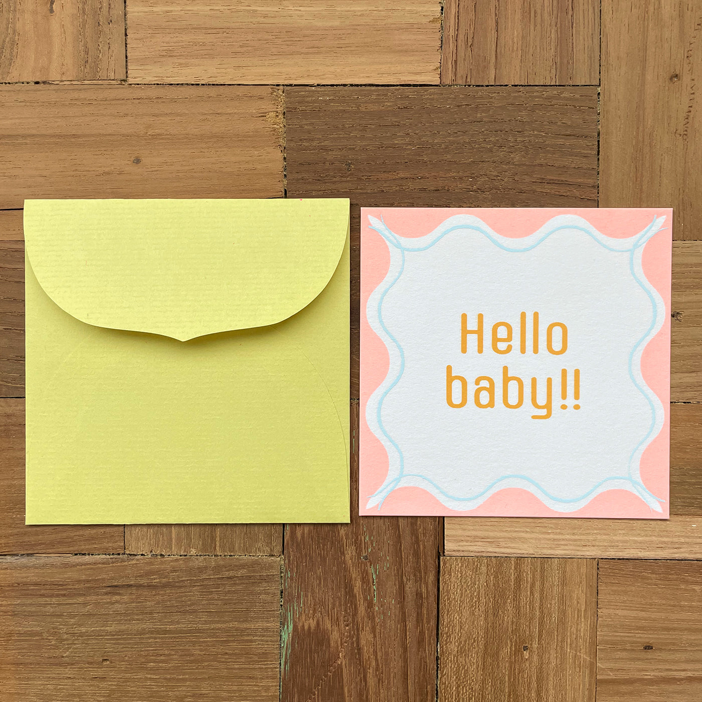 なみなみ正方形カード-baby/ square greeting card "Hello baby!!"