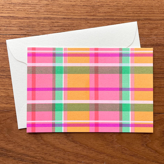 カラフルチェック - ピンク /  pink plaid greeting card