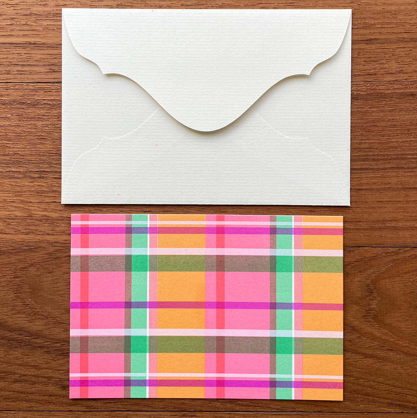 カラフルチェック - ピンク / pink plaid greeting card