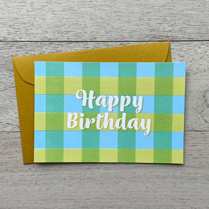 3色チェック /  3 colors plaid "Happy Birthday"