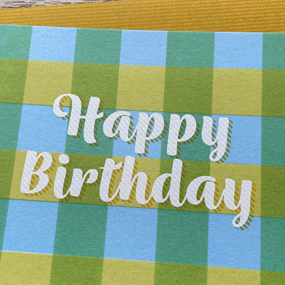 3色チェック /  3 colors plaid "Happy Birthday"