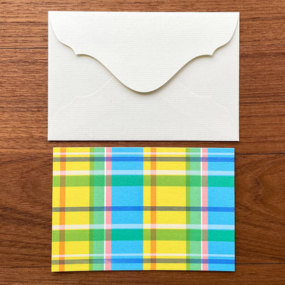 カラフルチェック - ブルー /  blue plaid greeting card