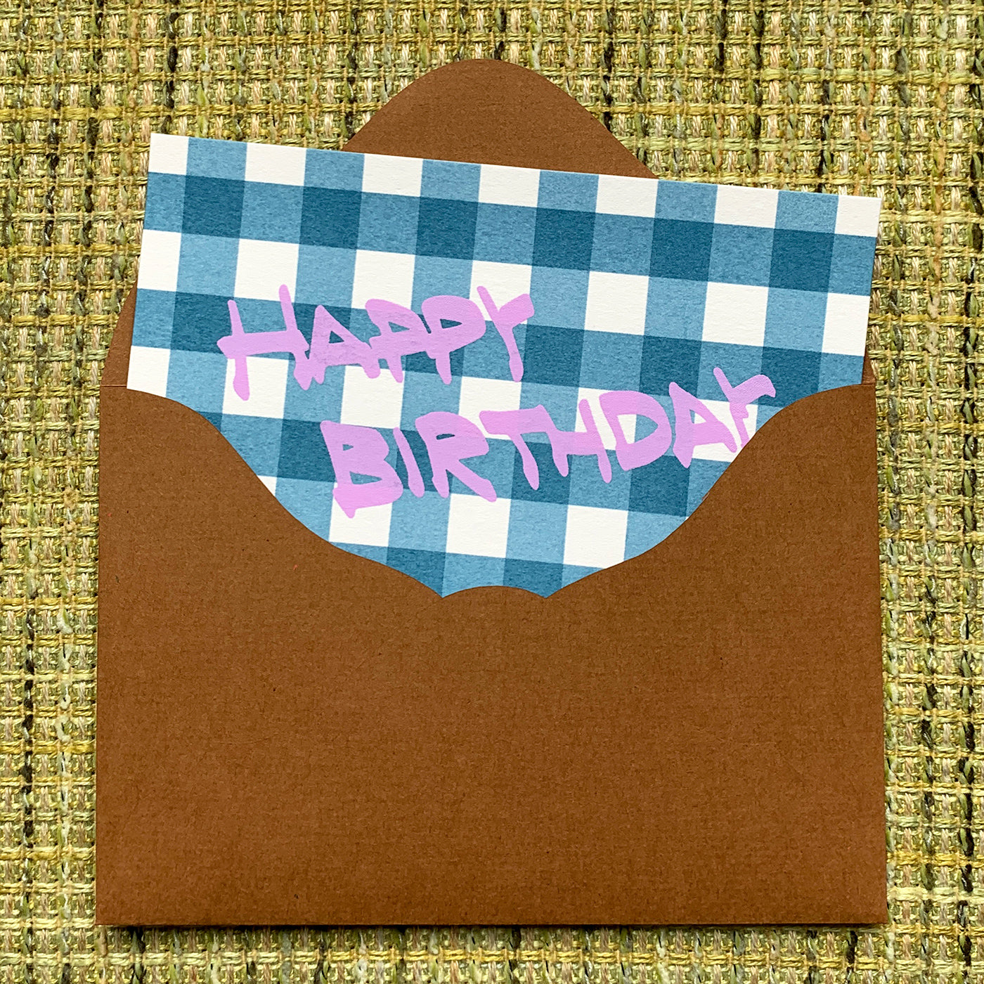 Greeting card / gingham check "Happy Birthday"