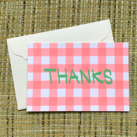 Greeting card / gingham check "THANKS"