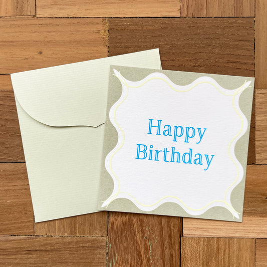 なみなみ正方形カード-誕生日/ square greeting card "Happy birthday"