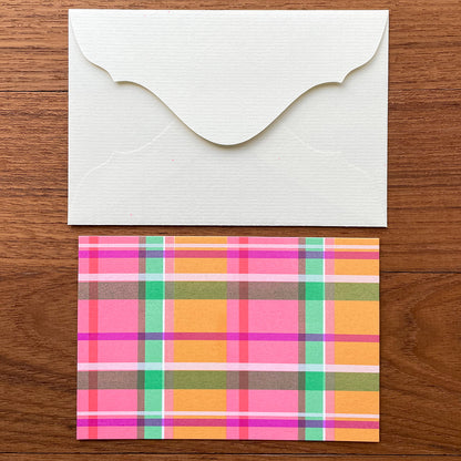 カラフルチェック - ピンク /  pink plaid greeting card