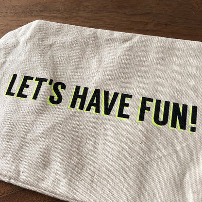 Hand Screen Printed Canvas Wine Bag "LET'S HAVE FUN"